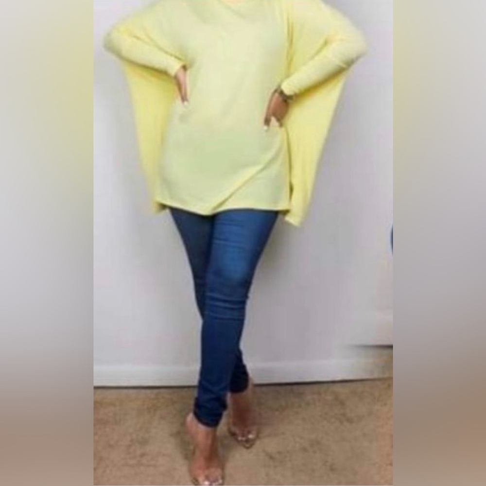 Yellow Batwing Lightweight Sweater